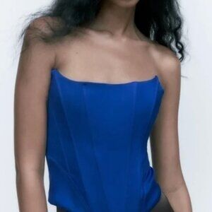 Zara Satin Corset Top Royal Blue - sz SM